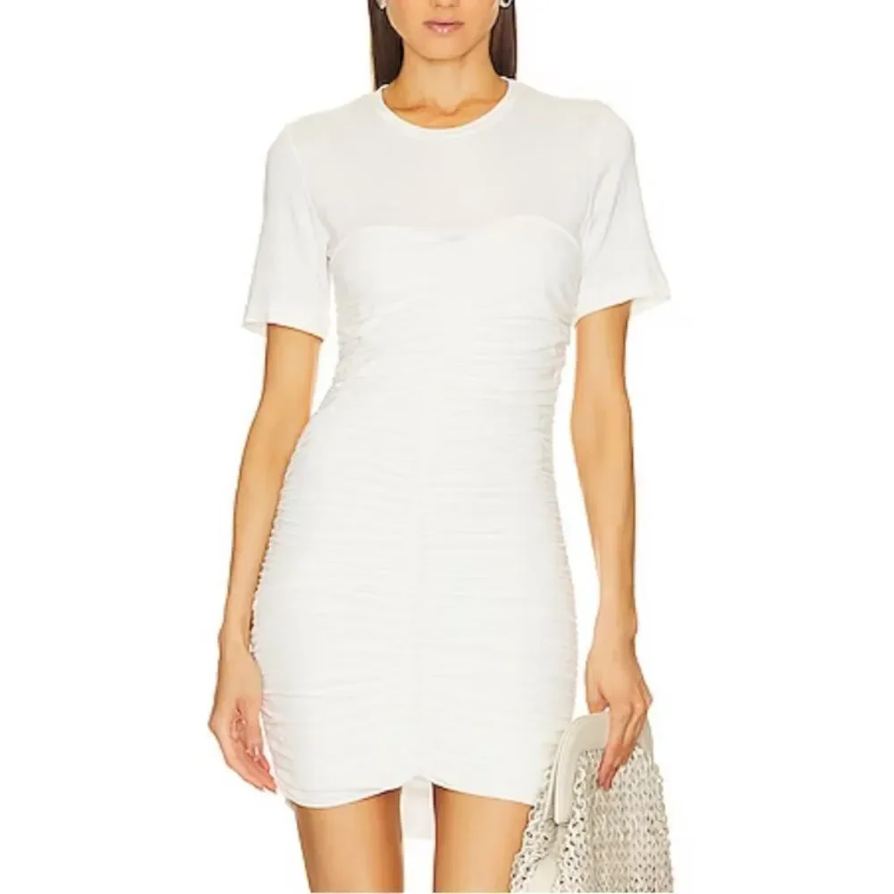 NWT Jonathan SIMKHAI Standard Jaslene Mini T Shirt Dress in White XL Revolve